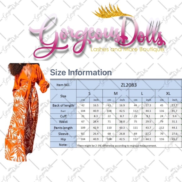 Gorgeous Dolls Knot Front Blouse And Leaves Print Wide Leg Pants Set - Picture 6 of 6